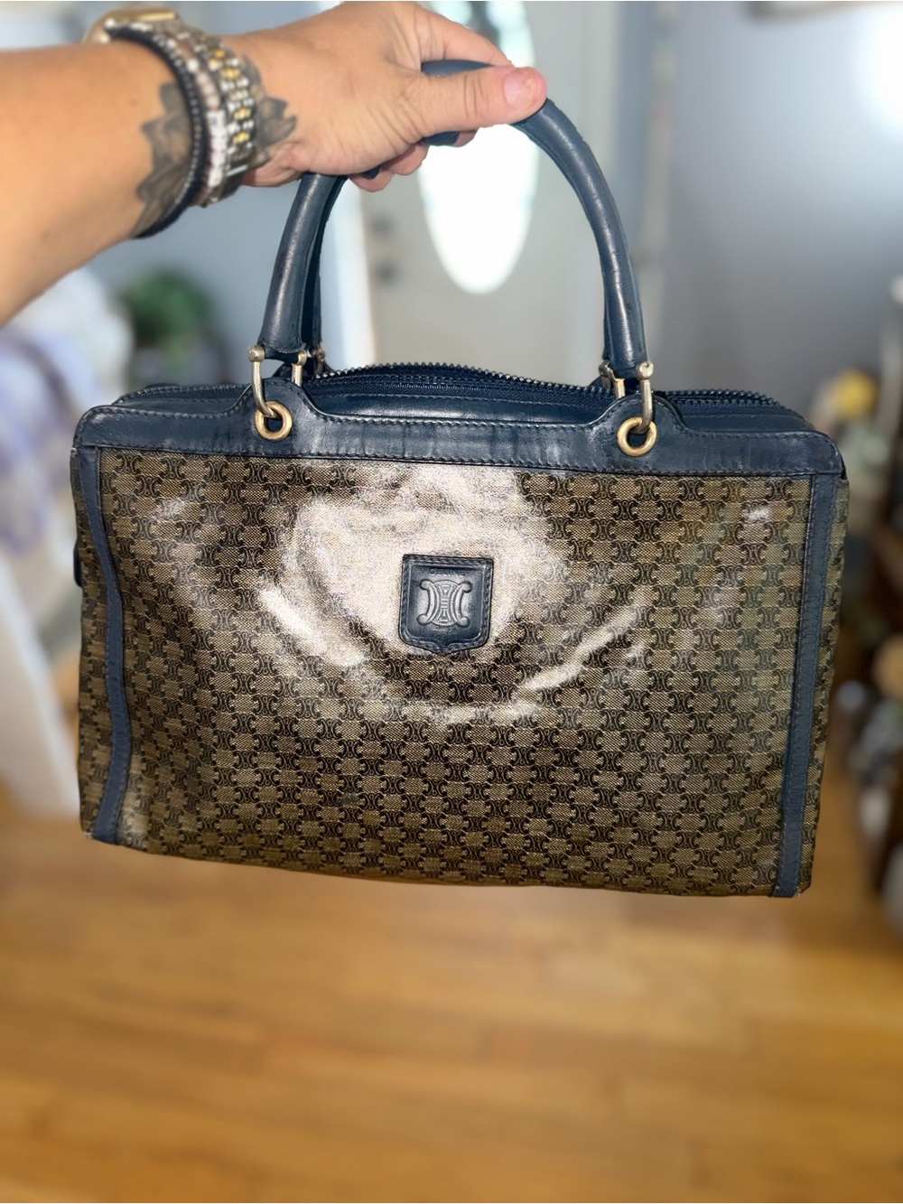 Celine Navy Macadam Handbag / Rare / Vintage EUC!